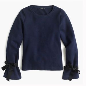 J. Crew Navy Blue Bow Tie Sleeve Sweatshirt / Blouse Size S